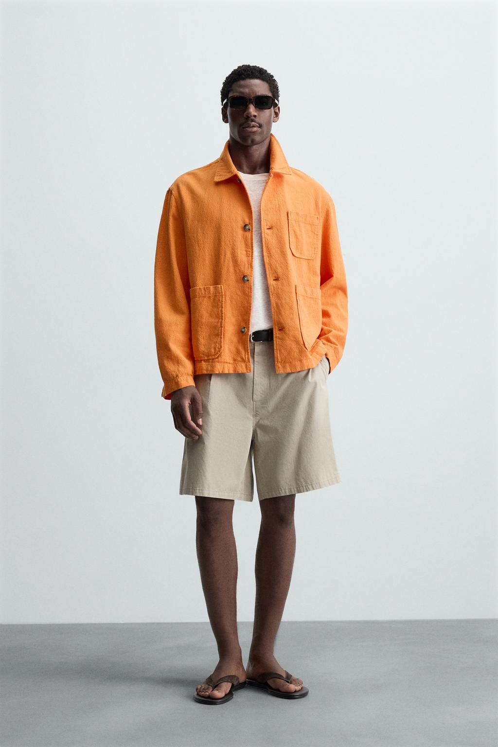 Men’s Orange Utility Overshirt-A589