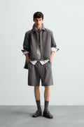 Men’s Grey Zip-Front Shirt Jacket